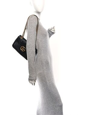 Premium Quality  Black Leather Shoulder Bag with Gold Hardware